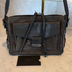 Rag & Bone Dark Grey Suede and Leather Crossbody Bag